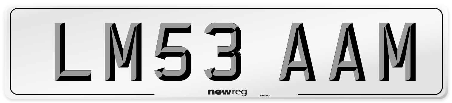 LM53 AAM Number Plate from New Reg